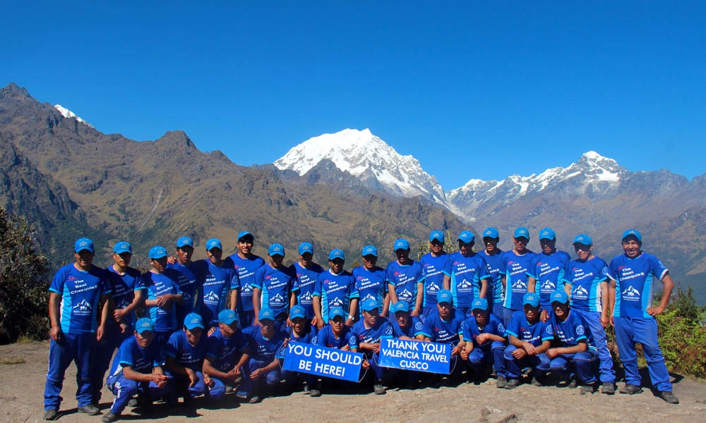 2A beautiful view of the Salkantay mountain with our porter's team.