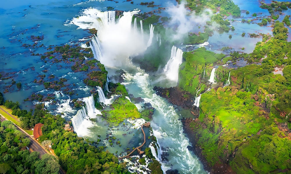Beautiful aerial view of Iguazu Falls