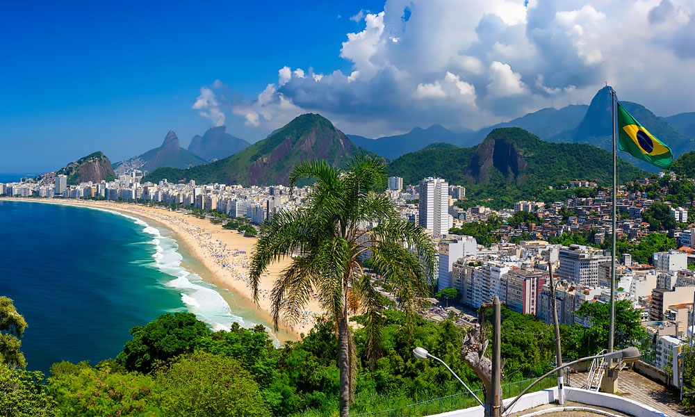 Copacabana beach is the most famous beach of Rio de Janeiro, Brazil